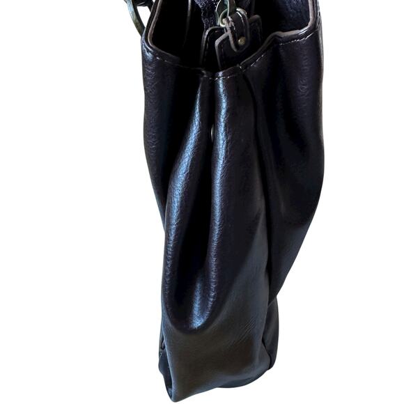 Vintage Liz Claiborne Crossbody Bag Shoulder Tote Satchel Brown Faux Leather - Picture 10 of 13